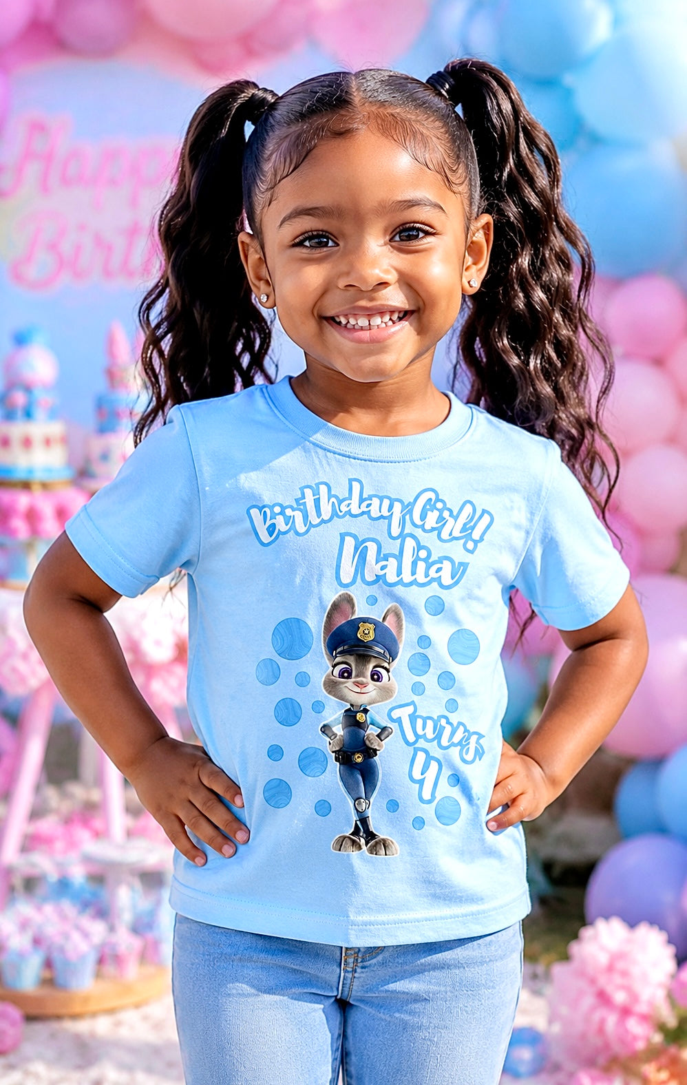 Personalized Judy Hopps Birthday T-Shirt – Custom Name and Age Tee