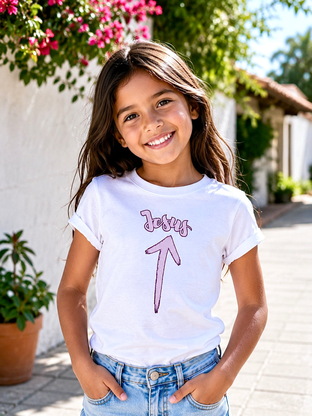 Jesus arrow shirt for girls, Christian Graphic tee, Religious Toddler Shirt