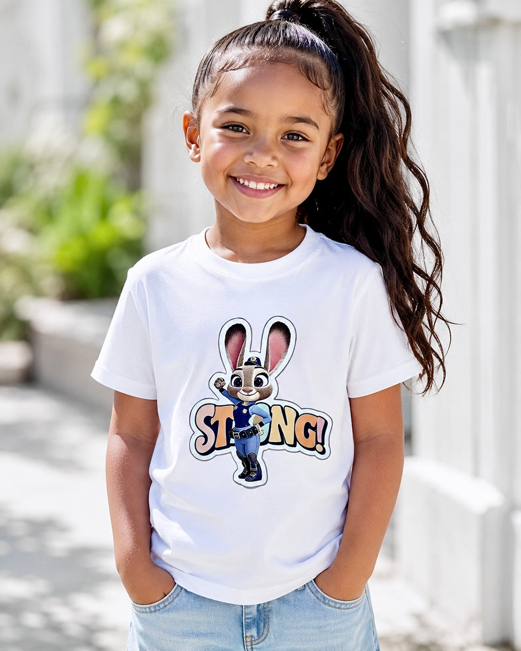 Zootopia Inspired Judy Hopps Strong T-Shirt, Bunny Police Officer Cotton Tee