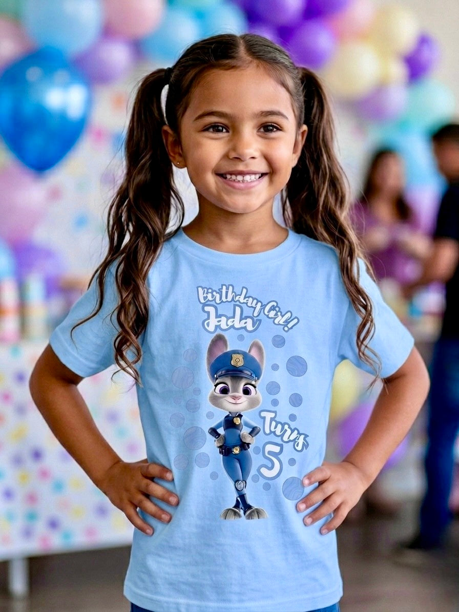Personalized Judy Hopps Birthday T-Shirt – Custom Name and Age Tee