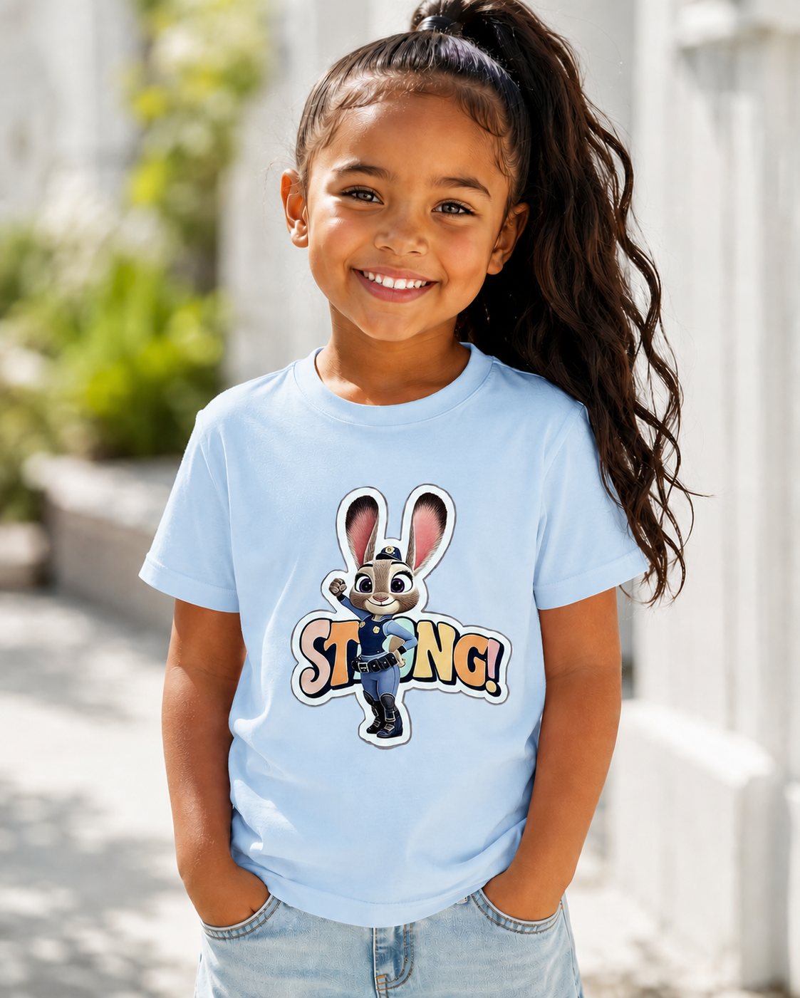 Zootopia Inspired Judy Hopps Strong T-Shirt, Bunny Police Officer Cotton Tee
