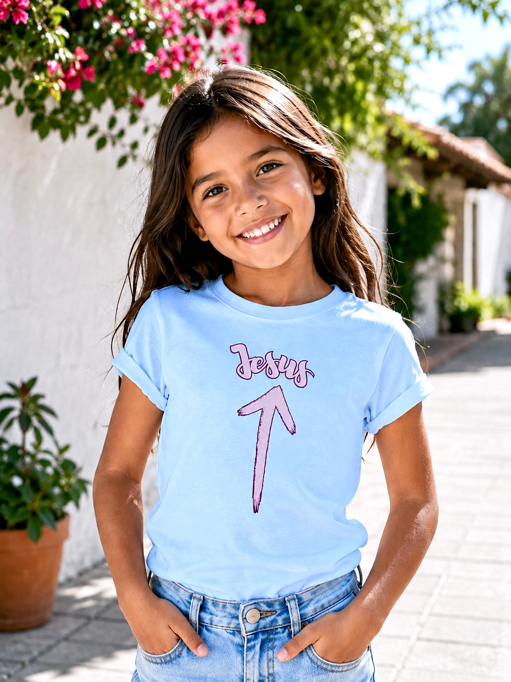 Jesus arrow shirt for girls, Christian Graphic tee, Religious Toddler Shirt