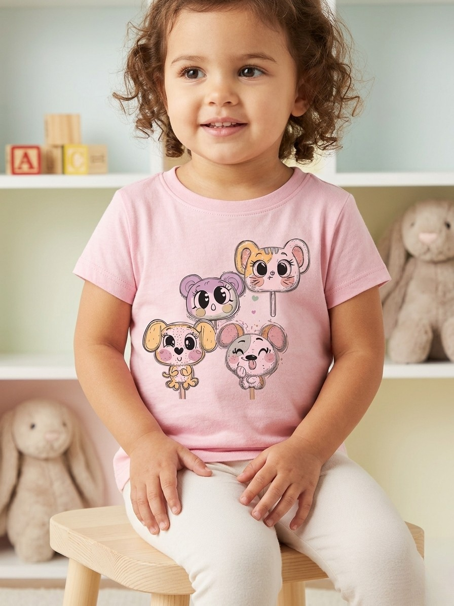 Cute Animal Lollipop Toddler Girl Shirt