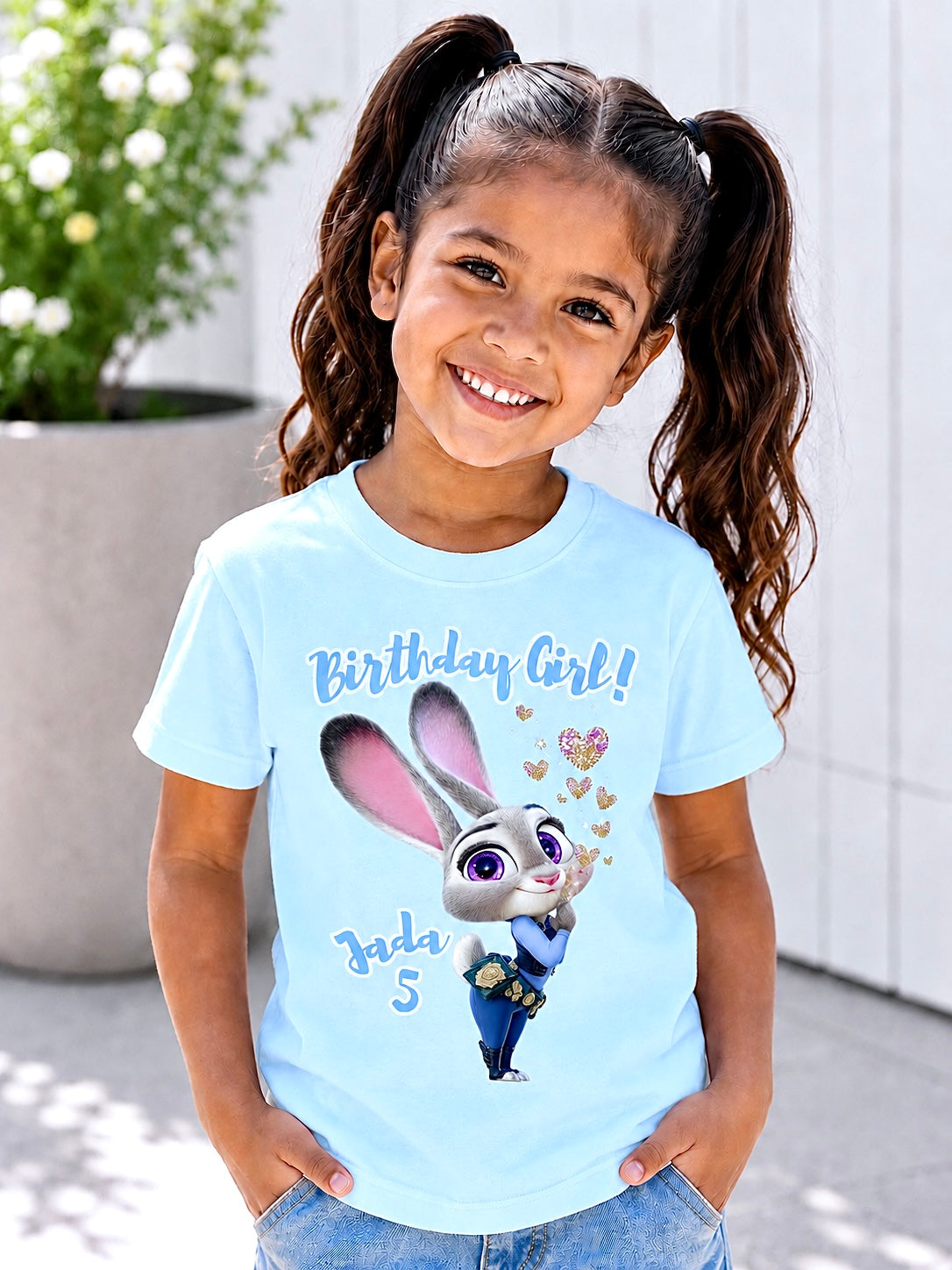 Personalized Judy Hopps Birthday T-Shirt – Custom Name and Age Shirt