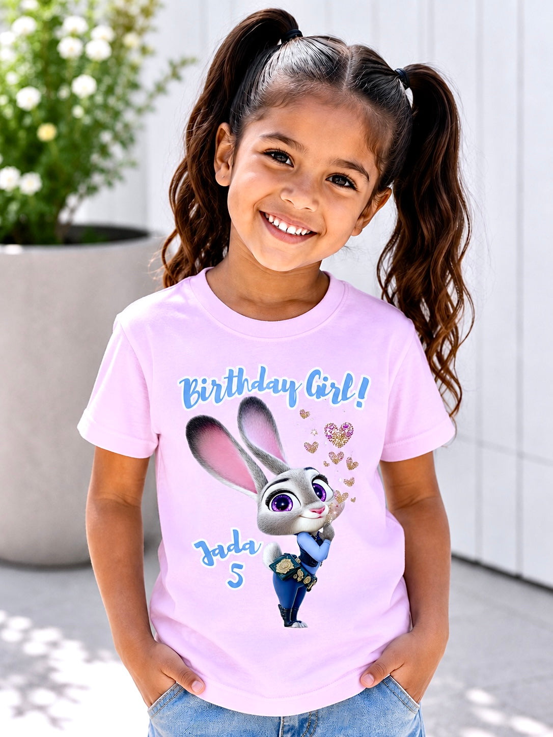 Personalized Judy Hopps Birthday T-Shirt – Custom Name and Age Shirt