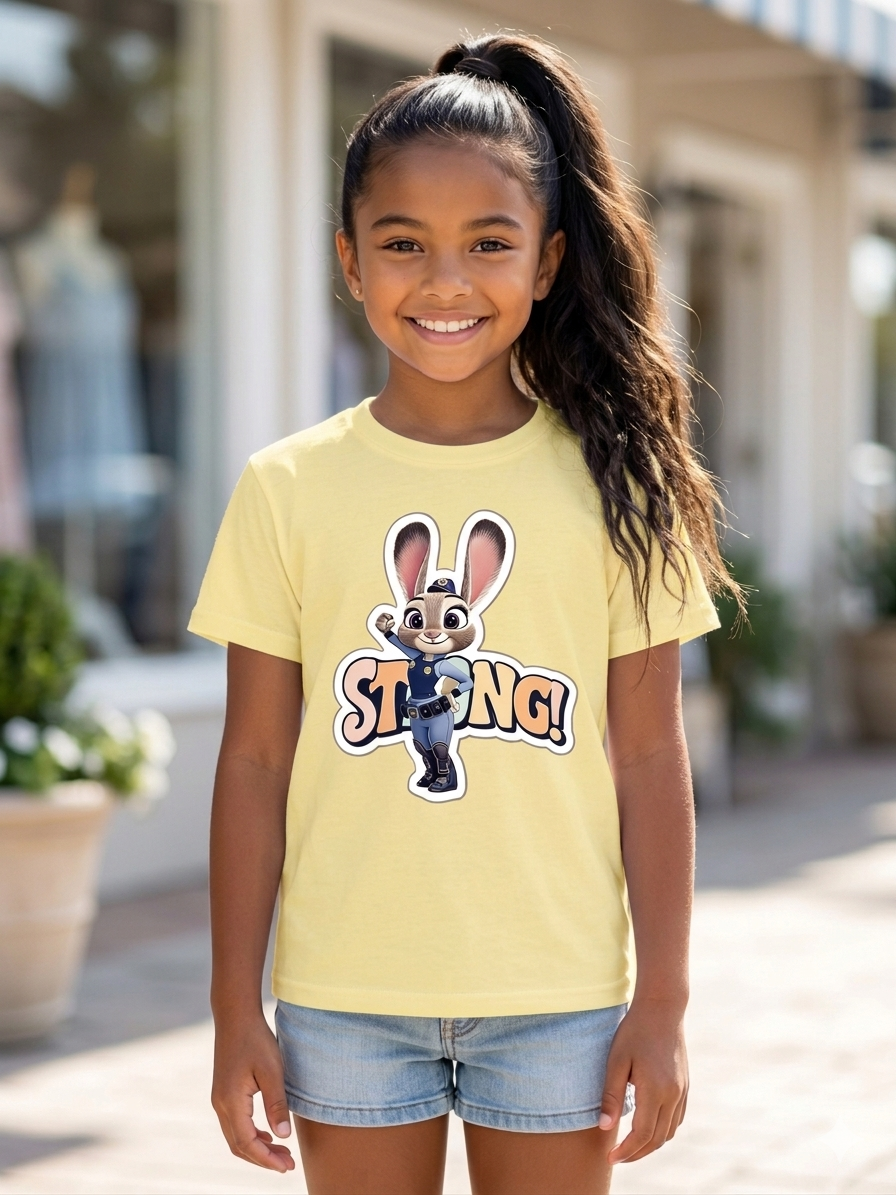 Zootopia Inspired Judy Hopps Strong T-Shirt, Bunny Police Officer Cotton Tee
