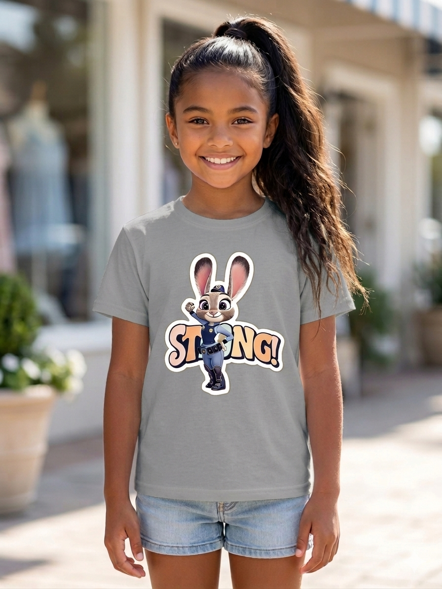 Zootopia Inspired Judy Hopps Strong T-Shirt, Bunny Police Officer Cotton Tee