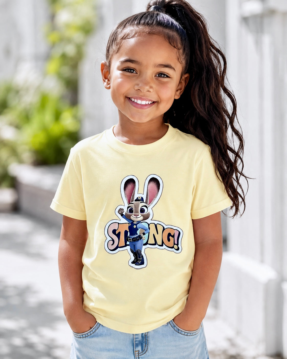 Zootopia Inspired Judy Hopps Strong T-Shirt, Bunny Police Officer Cotton Tee