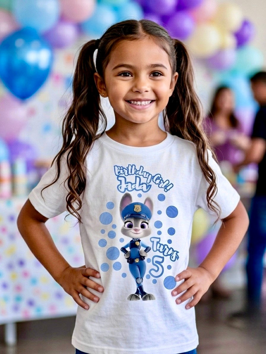 Personalized Judy Hopps Birthday T-Shirt – Custom Name and Age Tee