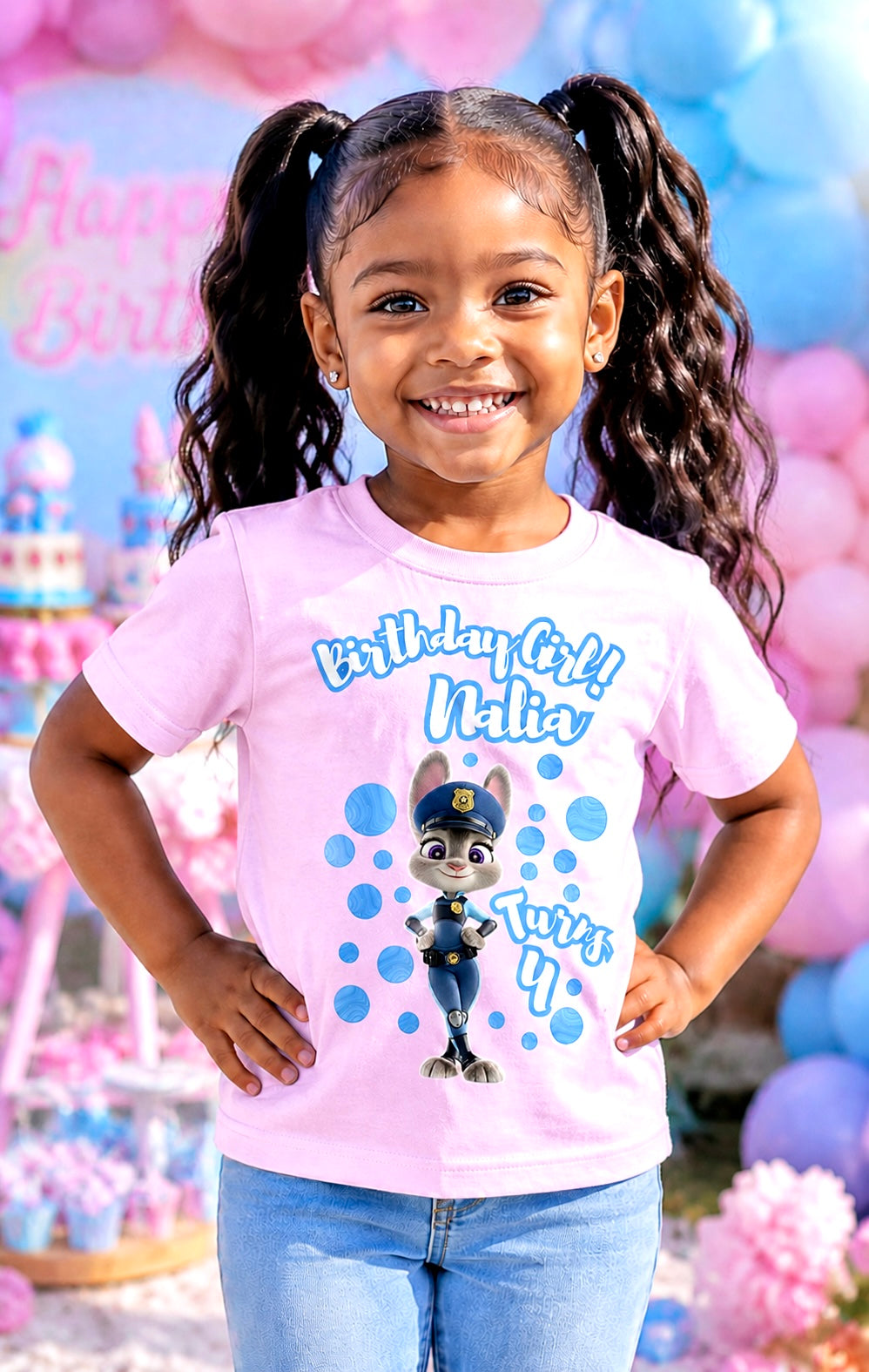 Personalized Judy Hopps Birthday T-Shirt – Custom Name and Age Tee