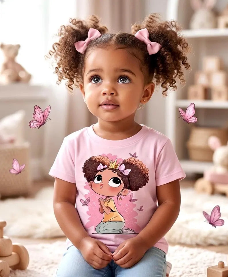 Toddler Girl T-Shirt – Praying Little Girl Illustration