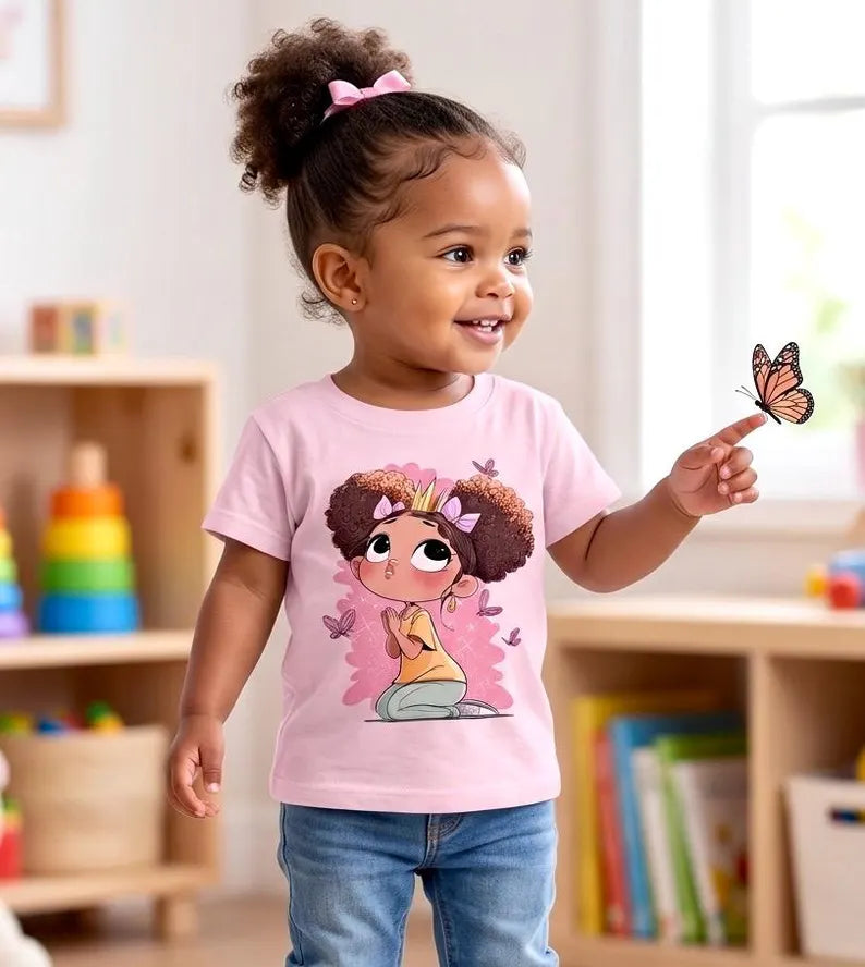 Toddler Girl T-Shirt – Praying Little Girl Illustration