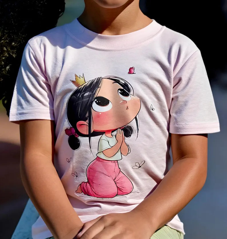 Toddler Girl T-Shirt – Praying Little Girl Illustration